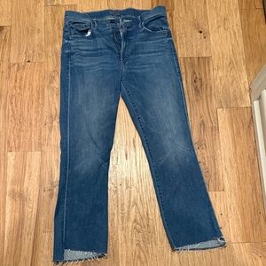 MOTHER Ankle Cropped Jeans in Deep Blue